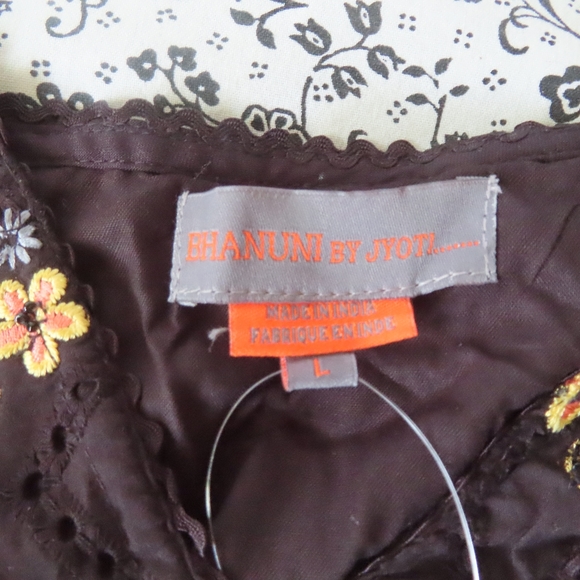 Bhanuni by Jyoti x Anthropologie Blouse NEW Floral Embroidered Top L - Picture 4 of 7